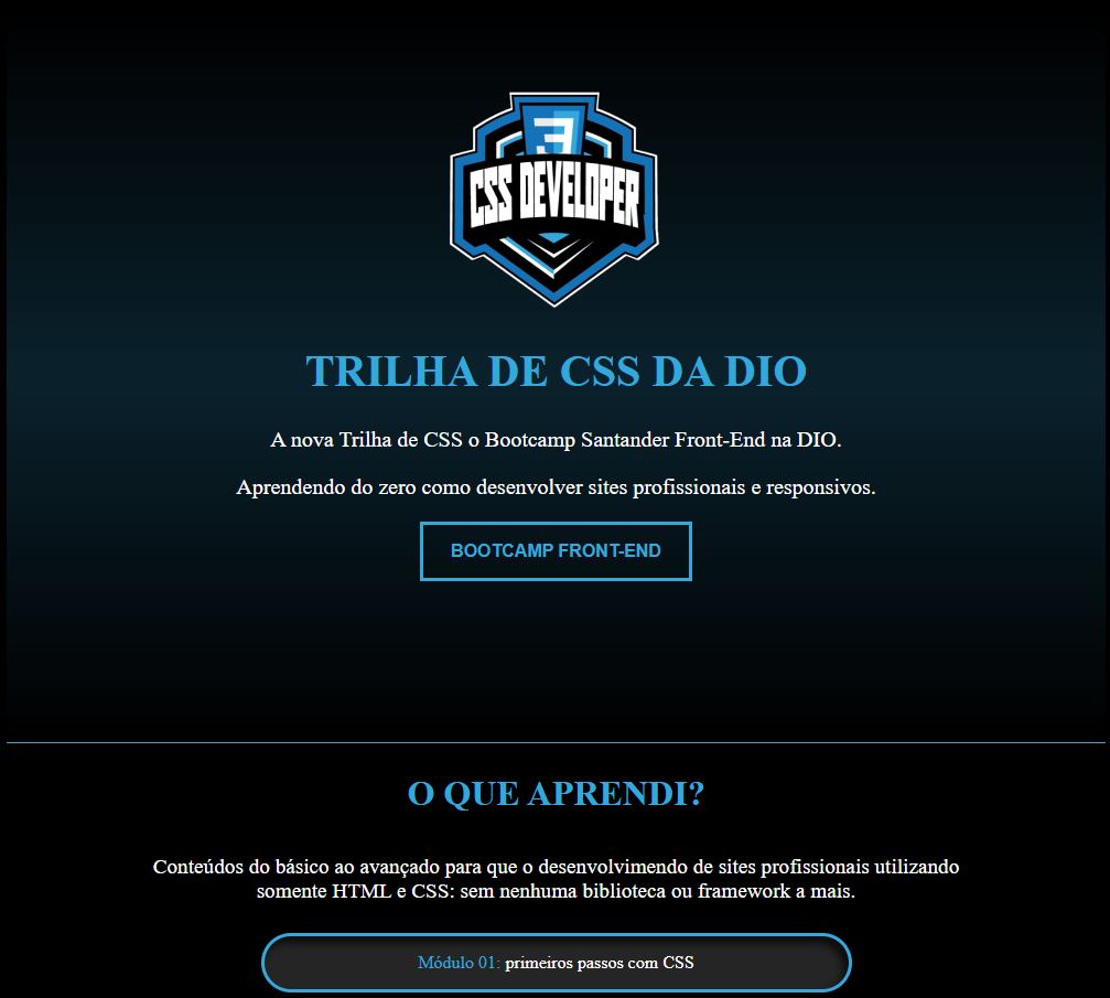 Captura de tela do projeto Landing Page da trilha de CSS da DIO